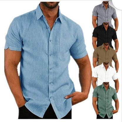👔2023 Pop-up Shirt Men's Shirt With Solid Color Lapel And Short Sleeves– Lightweight & Breathable 🔥