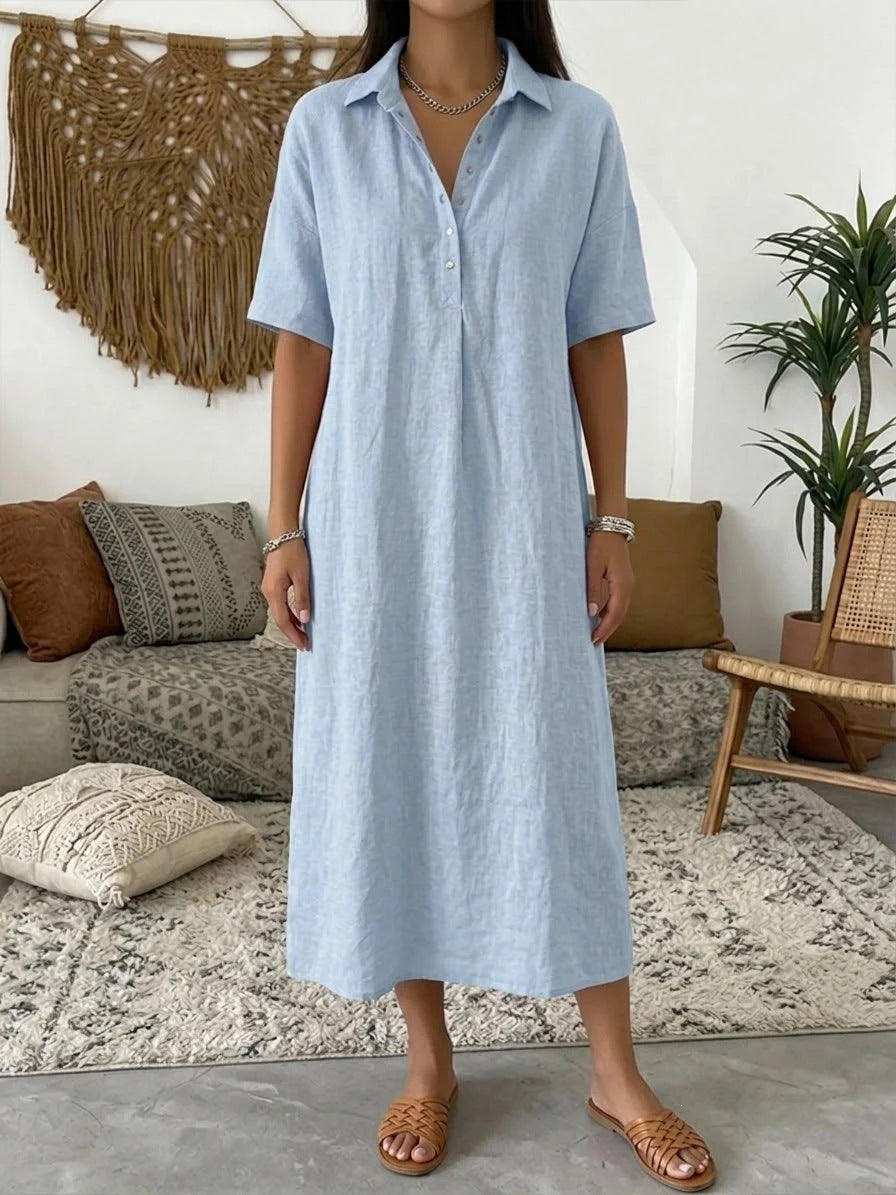 ☀️Women's Casual Linen Blend Shirt Dress – Effortless Style For Sunny Days✨