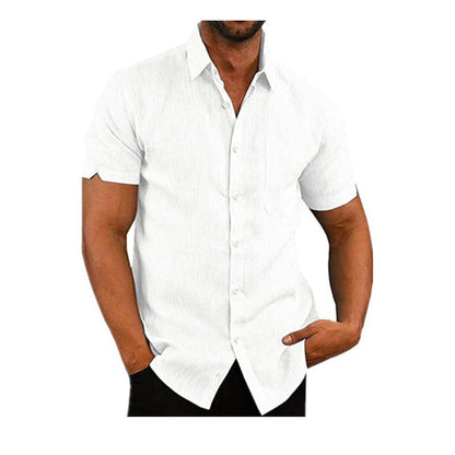 👔2023 Pop-up Shirt Men's Shirt With Solid Color Lapel And Short Sleeves– Lightweight & Breathable 🔥