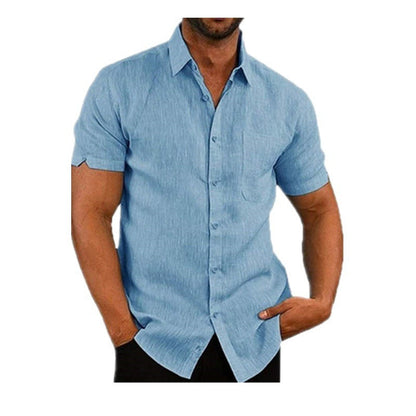 👔2023 Pop-up Shirt Men's Shirt With Solid Color Lapel And Short Sleeves– Lightweight & Breathable 🔥