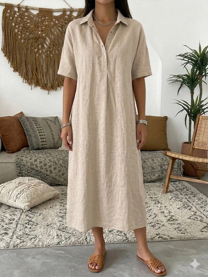 ☀️Women's Casual Linen Blend Shirt Dress – Effortless Style For Sunny Days✨