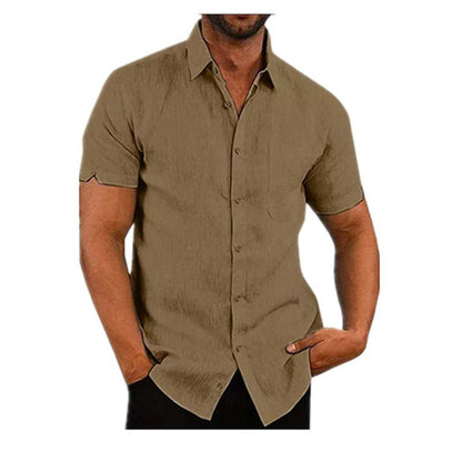👔2023 Pop-up Shirt Men's Shirt With Solid Color Lapel And Short Sleeves– Lightweight & Breathable 🔥