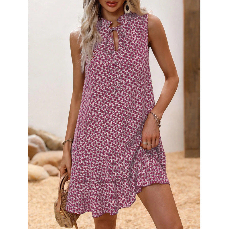 🎉Last Day Promotion 70% OFF💃Women's Geometric Print Bow Dress