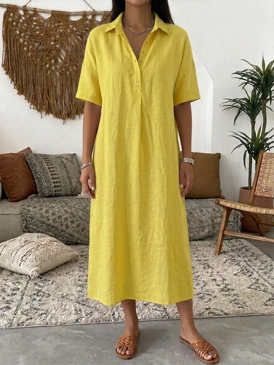 ☀️Women's Casual Linen Blend Shirt Dress – Effortless Style For Sunny Days✨