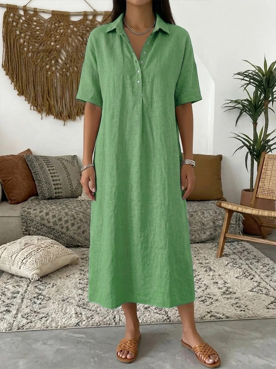 ☀️Women's Casual Linen Blend Shirt Dress – Effortless Style For Sunny Days✨