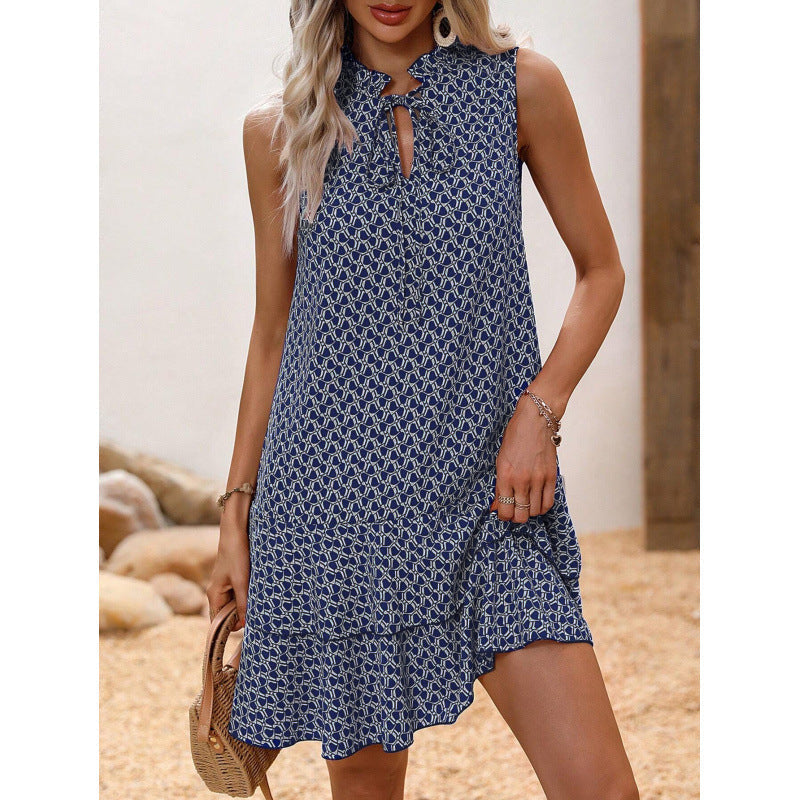 🎉Last Day Promotion 70% OFF💃Women's Geometric Print Bow Dress