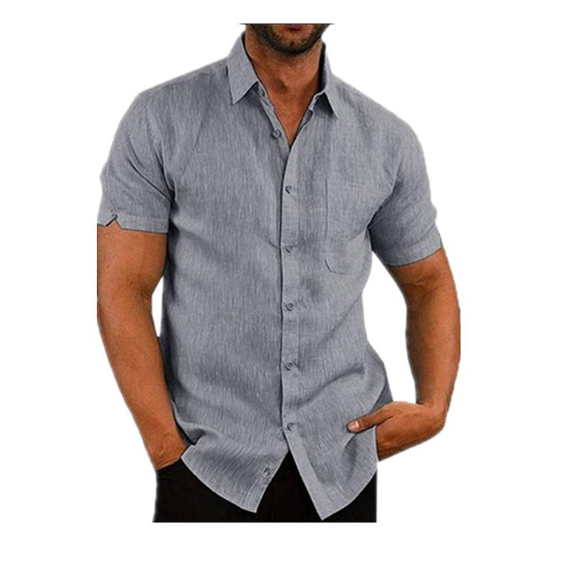 👔2023 Pop-up Shirt Men's Shirt With Solid Color Lapel And Short Sleeves– Lightweight & Breathable 🔥