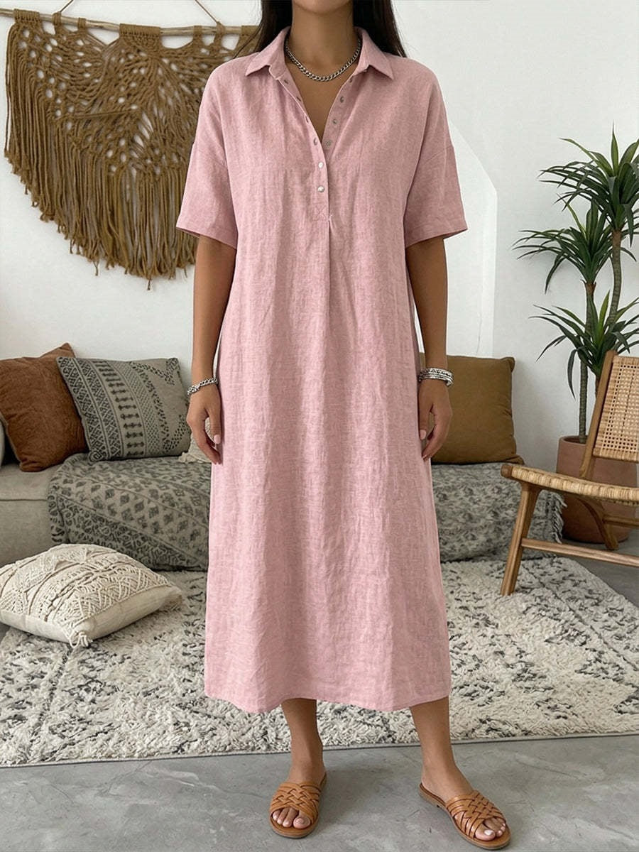 ☀️Women's Casual Linen Blend Shirt Dress – Effortless Style For Sunny Days✨