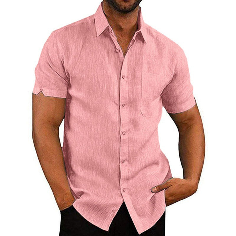 👔2023 Pop-up Shirt Men's Shirt With Solid Color Lapel And Short Sleeves– Lightweight & Breathable 🔥