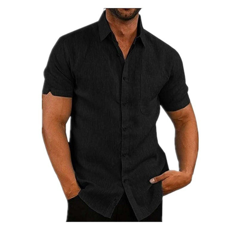 👔2023 Pop-up Shirt Men's Shirt With Solid Color Lapel And Short Sleeves– Lightweight & Breathable 🔥