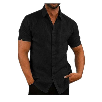 👔2023 Pop-up Shirt Men's Shirt With Solid Color Lapel And Short Sleeves– Lightweight & Breathable 🔥