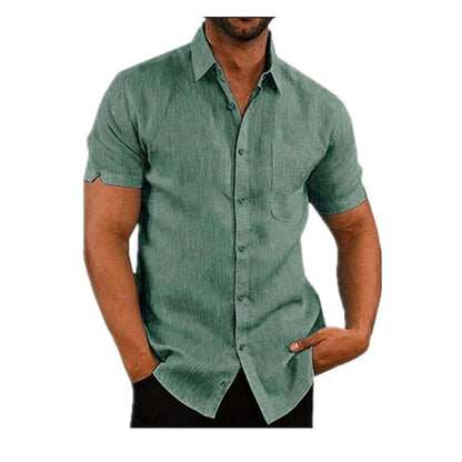 👔2023 Pop-up Shirt Men's Shirt With Solid Color Lapel And Short Sleeves– Lightweight & Breathable 🔥