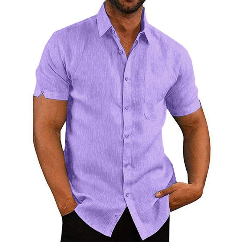 👔2023 Pop-up Shirt Men's Shirt With Solid Color Lapel And Short Sleeves– Lightweight & Breathable 🔥