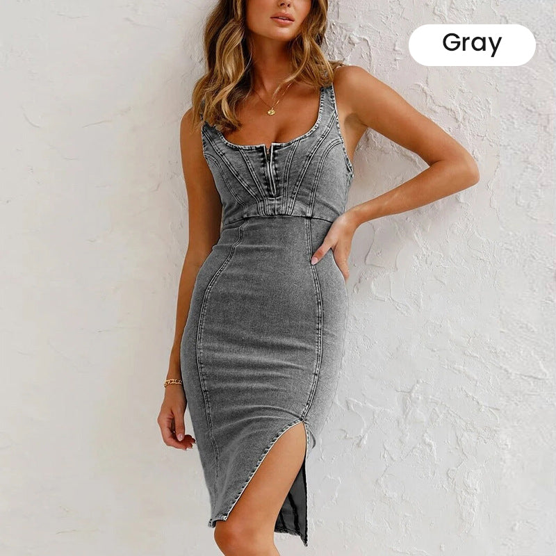🥳2026 HOT SALE🥳💞50K+ SOLD!💥50%OFF！👗💙 Trending This Season | U-Neck Denim Bodycon Dress | Easy Style for Any Occasion ✨👜