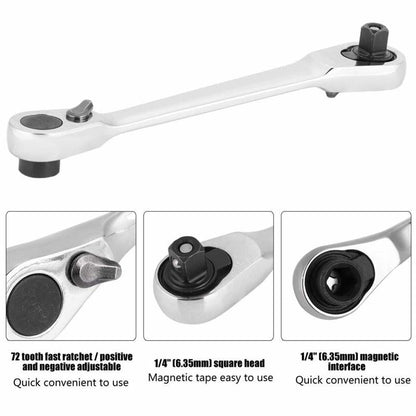 Silver Ratchet Wrench 1/4 Inch Mini Double Headed 72 Tooth Drive Socket🔧 The Mini Wrench That Tackles Tight Spaces!
