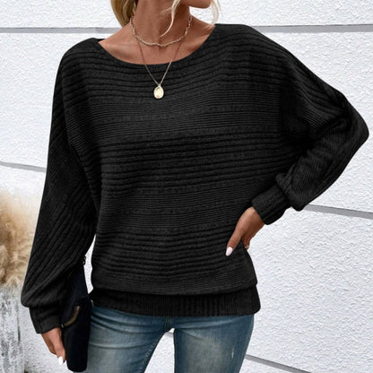 🌹Herbst-Sale - 49% Rabatt🌹Uni Langarm-Oberteil mit Rundhalsausschnitt und Streifenmuster