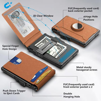 🔥Last Day 50% OFF-💼🔒Men's Simple Bifold Wallet- With Pop Up Aluminum Case Money Clip Slim Leather Slots Credit Card Holder RFID Blocking Bifold Minimalist Wallet(🎁Perfect Gift)