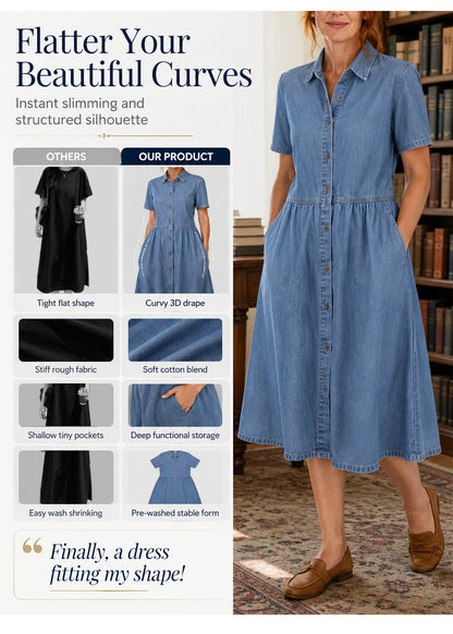 👗Elegantes & lässiges Jeanshemdkleid für Damen – mühelos schick im Alltag ✨