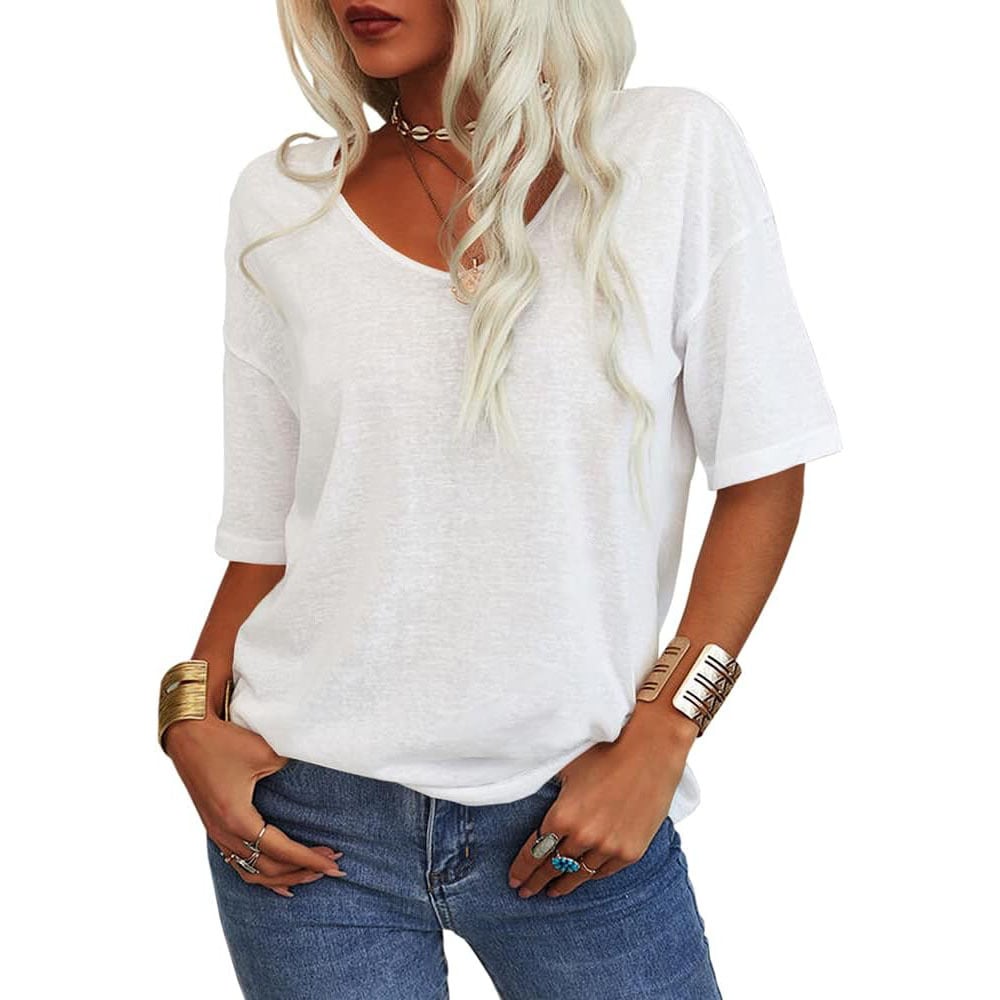 🎀Top-Seller -40% Rabatt👚Damen T-Shirt mit V-Ausschnitt in Unifarben