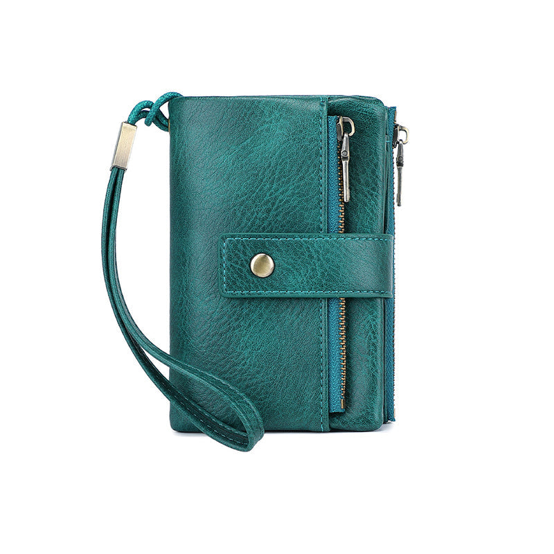 Women's Retro Style RFID Blocking Tri-fold Wallet