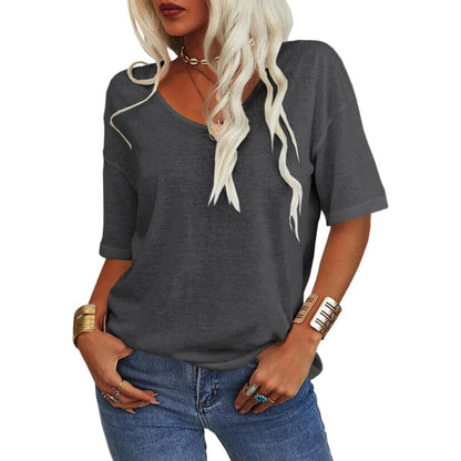 🎀Top-Seller -40% Rabatt👚Damen T-Shirt mit V-Ausschnitt in Unifarben