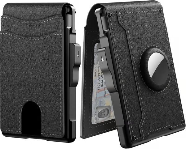 🔥Last Day 50% OFF-💼🔒Men's Simple Bifold Wallet- With Pop Up Aluminum Case Money Clip Slim Leather Slots Credit Card Holder RFID Blocking Bifold Minimalist Wallet(🎁Perfect Gift)