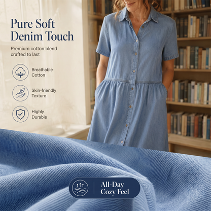 👗Elegantes & lässiges Jeanshemdkleid für Damen – mühelos schick im Alltag ✨