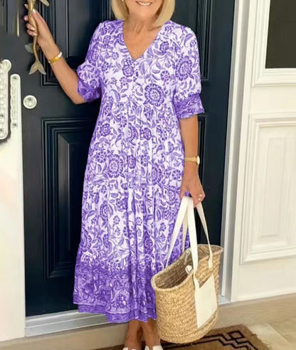 💝Heißer Verkauf💝👗Gemütliches Boho-Kleid mit V-Ausschnitt im neuesten Stil✨