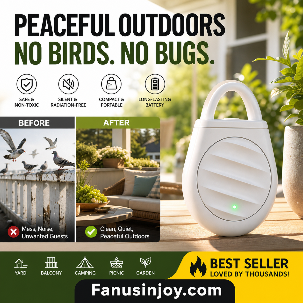 🦟🚫 Goodbye Bites & Buzzing – Portable Ultrasonic Bird Repellent Keychain🌿