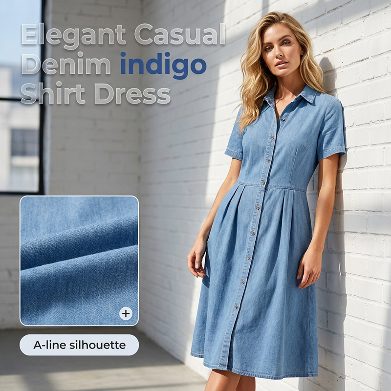 👗Elegantes & lässiges Jeanshemdkleid für Damen – mühelos schick im Alltag ✨
