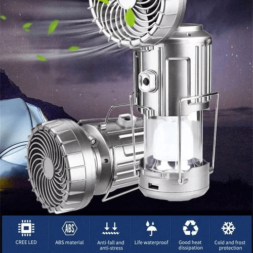 Portable Stretchable Solar Lithium Battery Electric Fan + Emergency Light