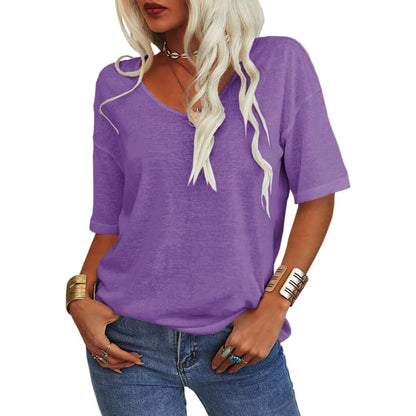 🎀Top-Seller -40% Rabatt👚Damen T-Shirt mit V-Ausschnitt in Unifarben