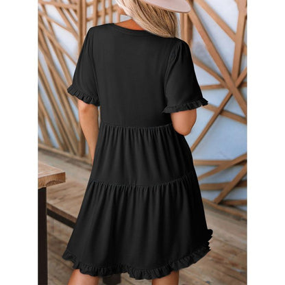 🔥🔥2026 Summer Hot Sale 49% OFF🌈Women's V Neck Ruffle Casual A-Line Flowy Swing Shift Dress