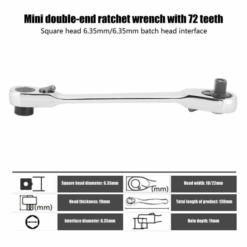 Silver Ratchet Wrench 1/4 Inch Mini Double Headed 72 Tooth Drive Socket🔧 The Mini Wrench That Tackles Tight Spaces!
