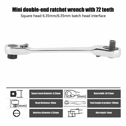 Silver Ratchet Wrench 1/4 Inch Mini Double Headed 72 Tooth Drive Socket🔧 The Mini Wrench That Tackles Tight Spaces!