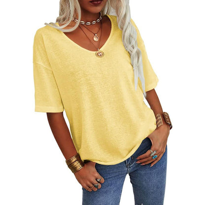 🎀Top-Seller -40% Rabatt👚Damen T-Shirt mit V-Ausschnitt in Unifarben
