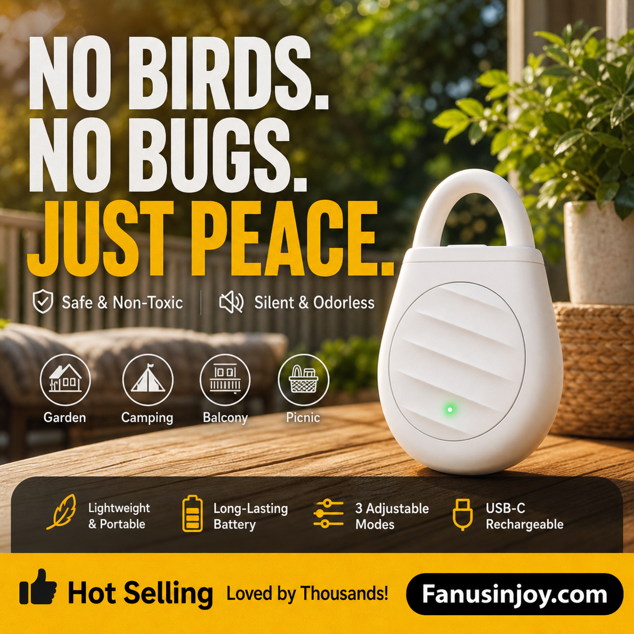 🦟🚫 Goodbye Bites & Buzzing – Portable Ultrasonic Bird Repellent Keychain🌿