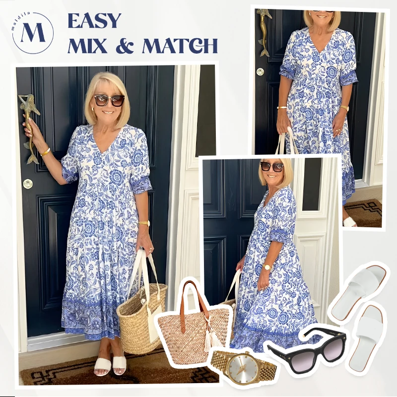 💝Heißer Verkauf💝👗Gemütliches Boho-Kleid mit V-Ausschnitt im neuesten Stil✨