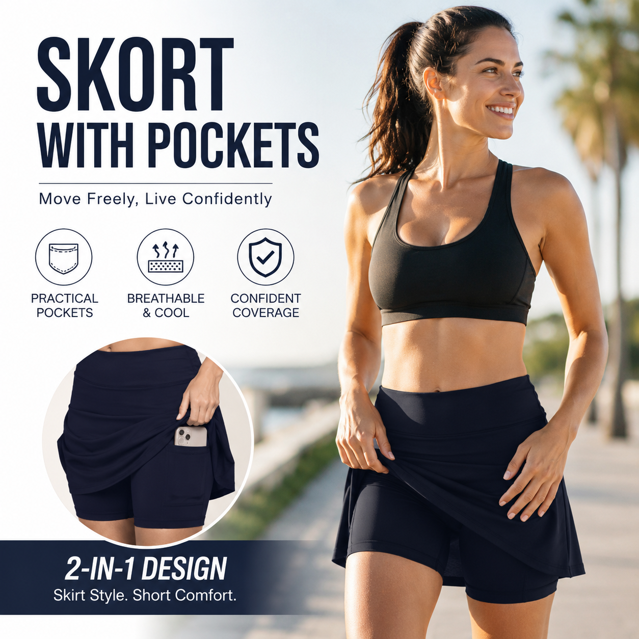 🏆Over 30,000 units sold ⌚️ Anti-Chafing Active Skort – Super soft and comfortable🔥