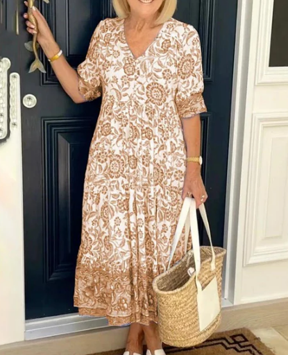💝Heißer Verkauf💝👗Gemütliches Boho-Kleid mit V-Ausschnitt im neuesten Stil✨