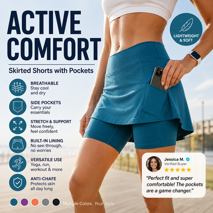 🏆Over 30,000 units sold ⌚️ Anti-Chafing Active Skort – Super soft and comfortable🔥