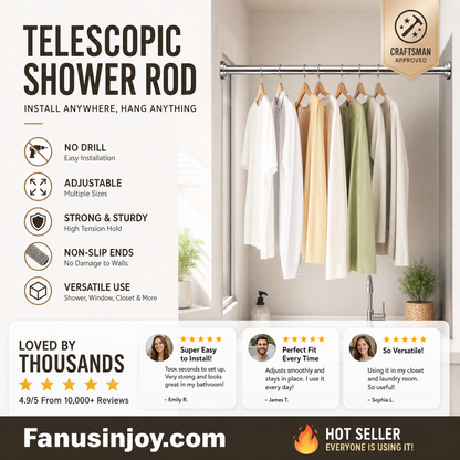 🔥50% off limited time！🥼👚 Create storage space anywhere anytime！Adjustable No-Drill Tension Rod