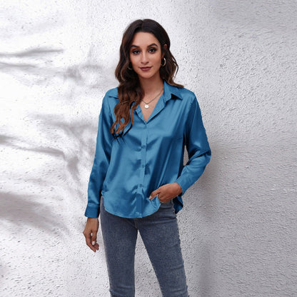 💎Elegante Satinbluse für Damen ✨ Mühelose Eleganz, den ganzen Tag bequem