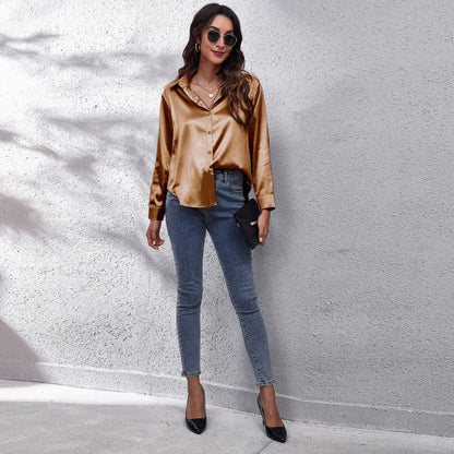 💎Elegante Satinbluse für Damen ✨ Mühelose Eleganz, den ganzen Tag bequem