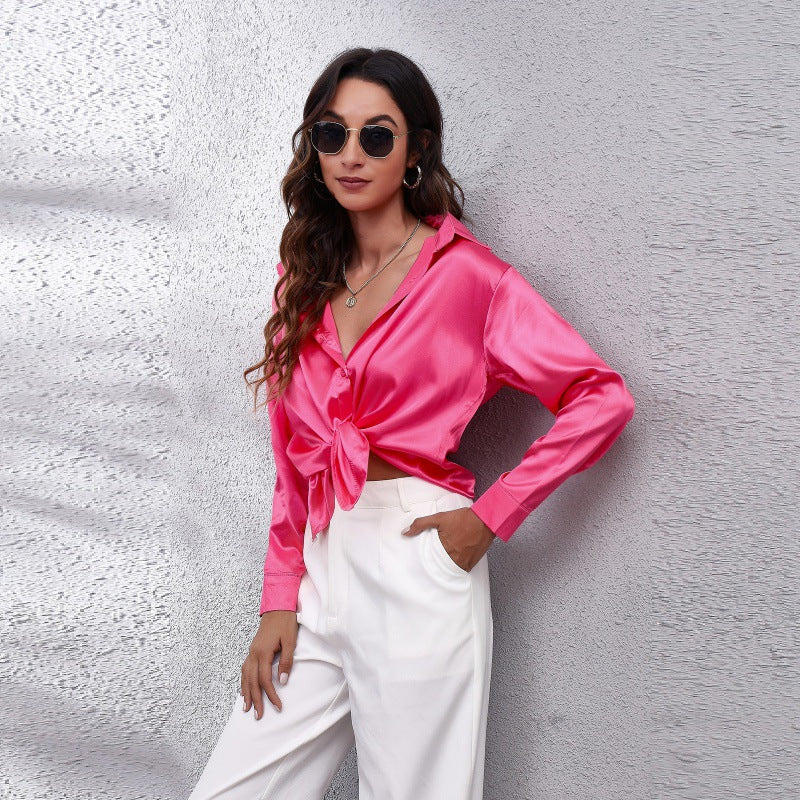 💎Elegante Satinbluse für Damen ✨ Mühelose Eleganz, den ganzen Tag bequem