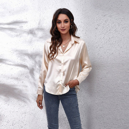 💎Elegante Satinbluse für Damen ✨ Mühelose Eleganz, den ganzen Tag bequem