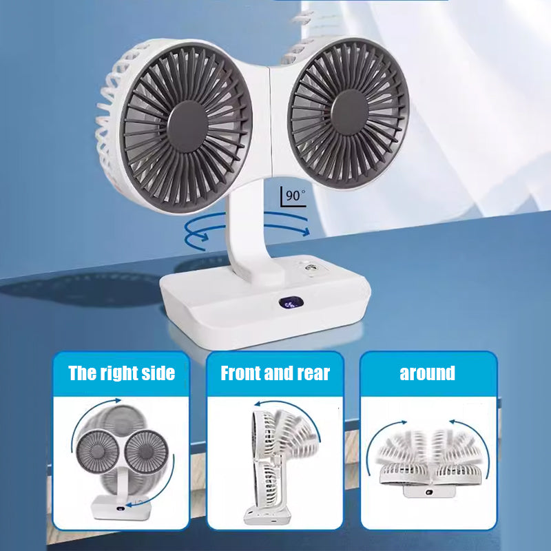 ⏳Time-limited Special⏰Desktop Oscillating Dual Head Fan🌬️ Powerful, Silent, Versatile😎