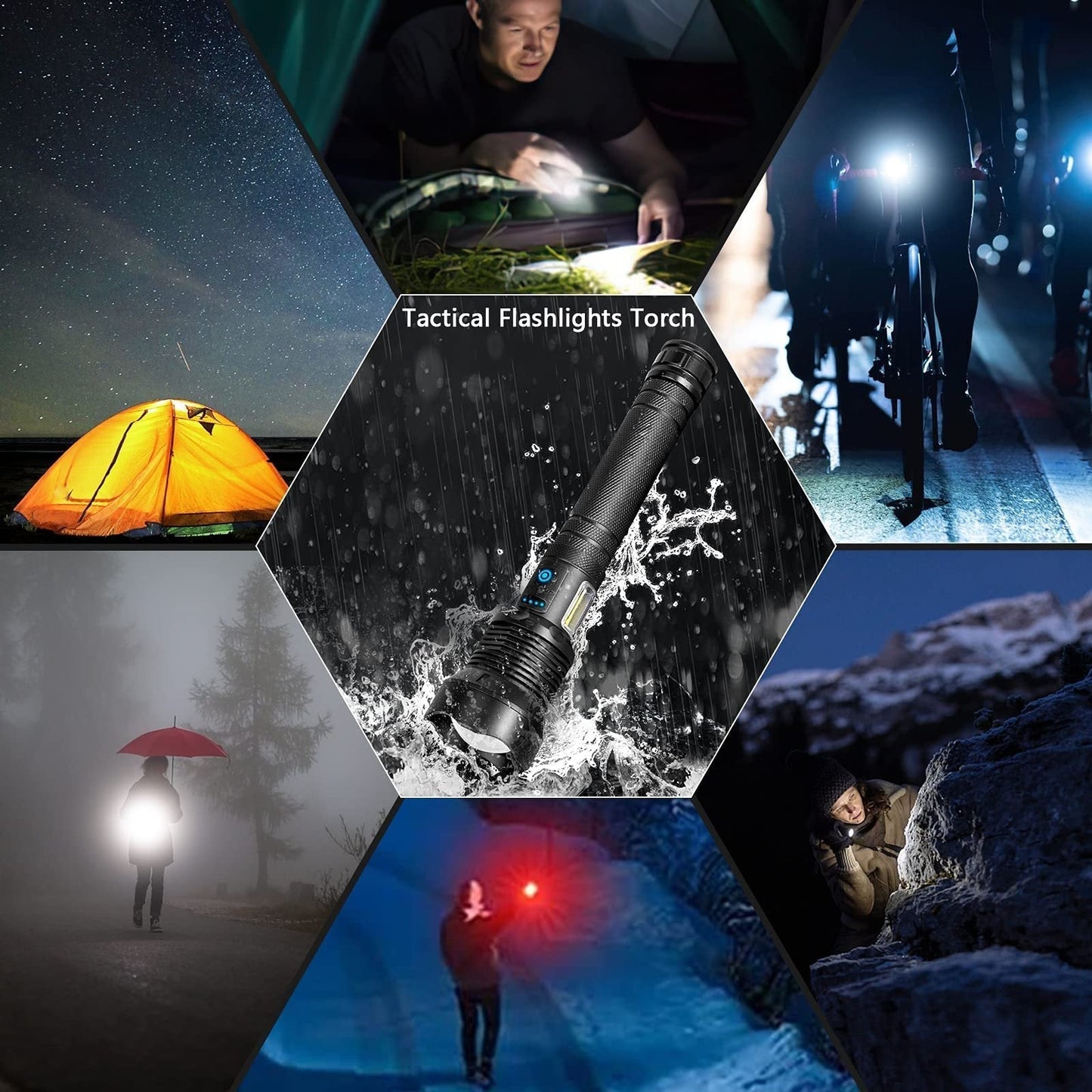 🔦20000 Lumen Tactical Flashlight-Extreme Beam & Power Bank Function⚡