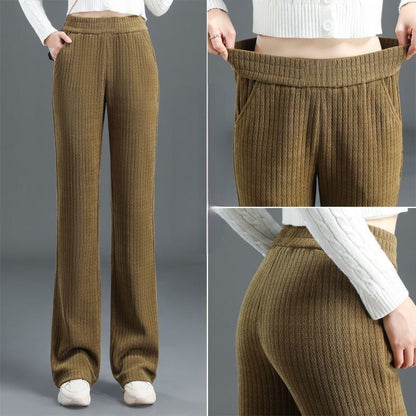 Versatile Simple Stretch Trousers With Wide Iegs For Women.