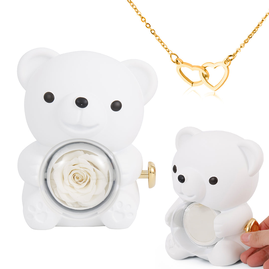 ⏰🌹Valentine's Day Surprise Sale 68% OFF!!💝Cute Teddy Bear with Preserved Rose--Necklace📿+Eternal Rose🌹+Teddy Bear🧸